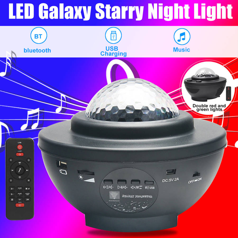 LED Galaxy Starry Night Light Projector Ocean Star Sky Party Speaker Lamp Remote