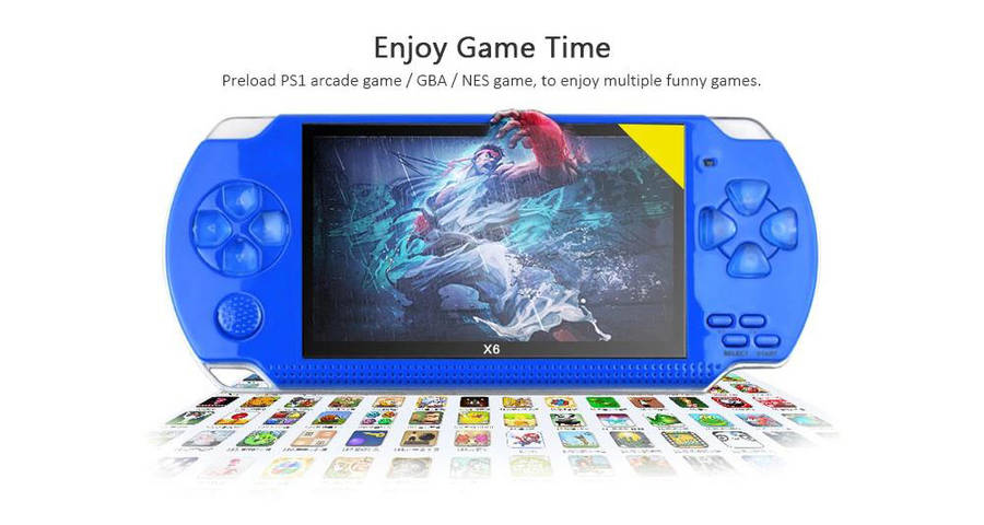 X6 8GB 128-bit 10000+ Games 4.3 inch PSP High Definition Retro Handheld Video Game Console Game Player