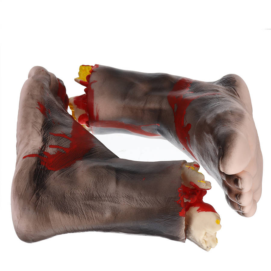 1 Pair of Hands/Feet Vinyl Halloween Horror Broken Hands Realistic Scene Decoration Props Tricky Toy