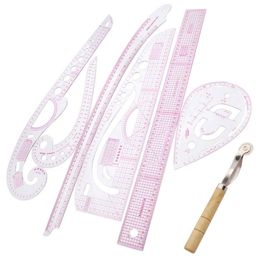 6 Set Clear Straight Curve Ruler Drawing Line Sewing Dressmaking Design Tools