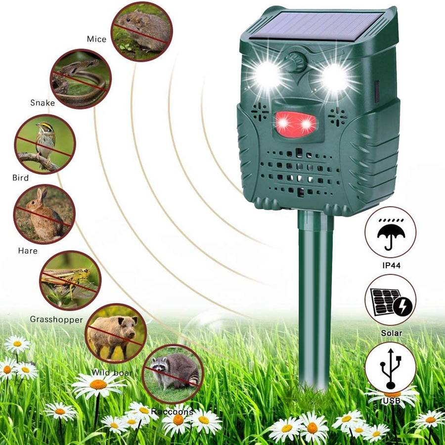 -WH528 Outdoor Solar Ultrasonic Animal Repeller Pest Control Bats Birds Dogs Cats Repeller with Flashing Light