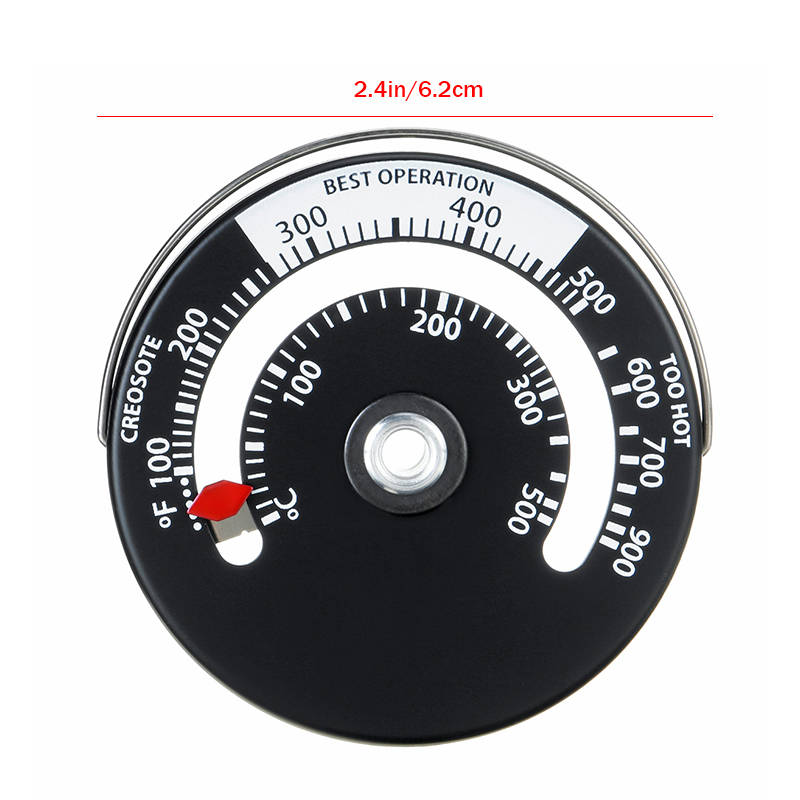 Fireplace Stove Pipe Magnetic Thermometer 0-500â/100-900â Wood Log Fire Flue Burner Stovepipe Gauge Black