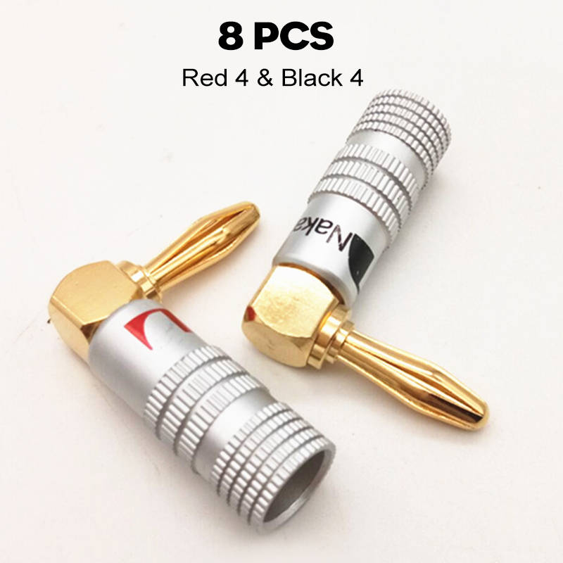 8/12PCS 4MM Banana Musical Speaker Cable Plugs Wear-resistant 90 Degree Right Angel Musical Speaker Cable Connector