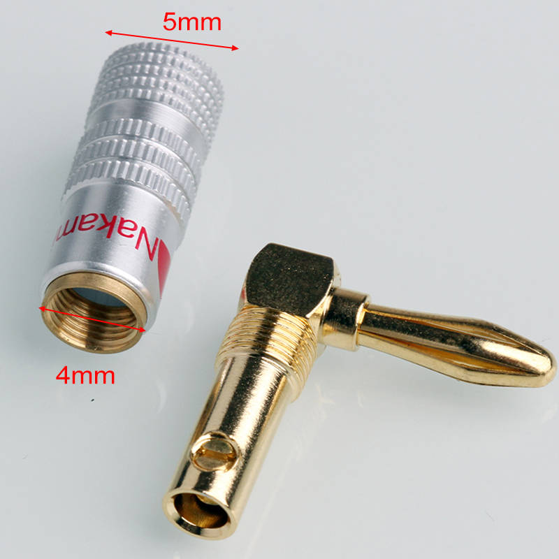 8/12PCS 4MM Banana Musical Speaker Cable Plugs Wear-resistant 90 Degree Right Angel Musical Speaker Cable Connector