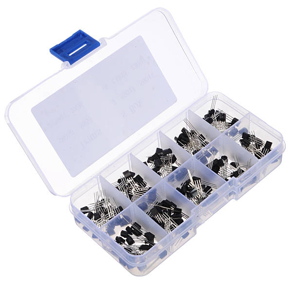200pcs 10 Values Transistors Pack Transistor Assortment Kit With Storage Box