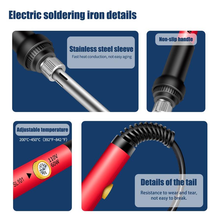 ANENG SL101 12PCS 60W 110V/220V Electric Soldering Iron Kit Temperature Adjustable with Replaceable