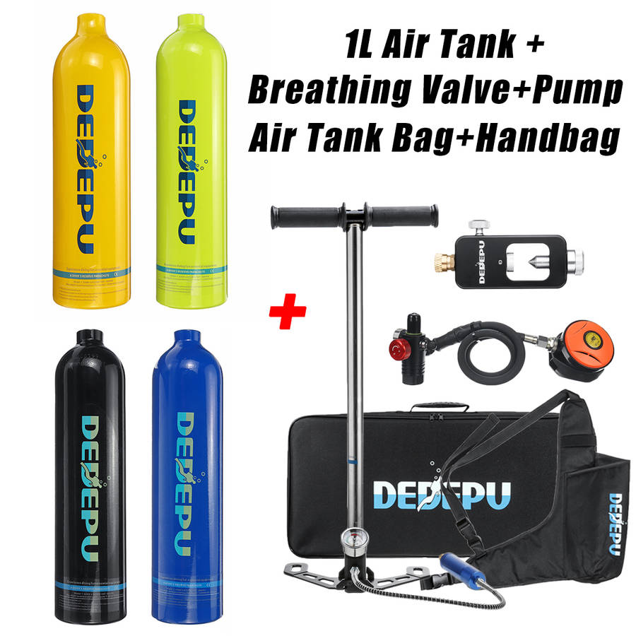 DEDEPU Mini Scuba Diving Tank Set 1L Diving Tank With Pump +Scuba Converter+Storage Bag Underwater Mini Scuba Tank Accessories