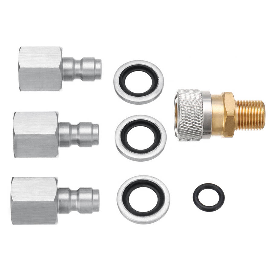 Stainless PCP air rifle filling quick release coupler 1/8 BSPP + 3 QR plugs.