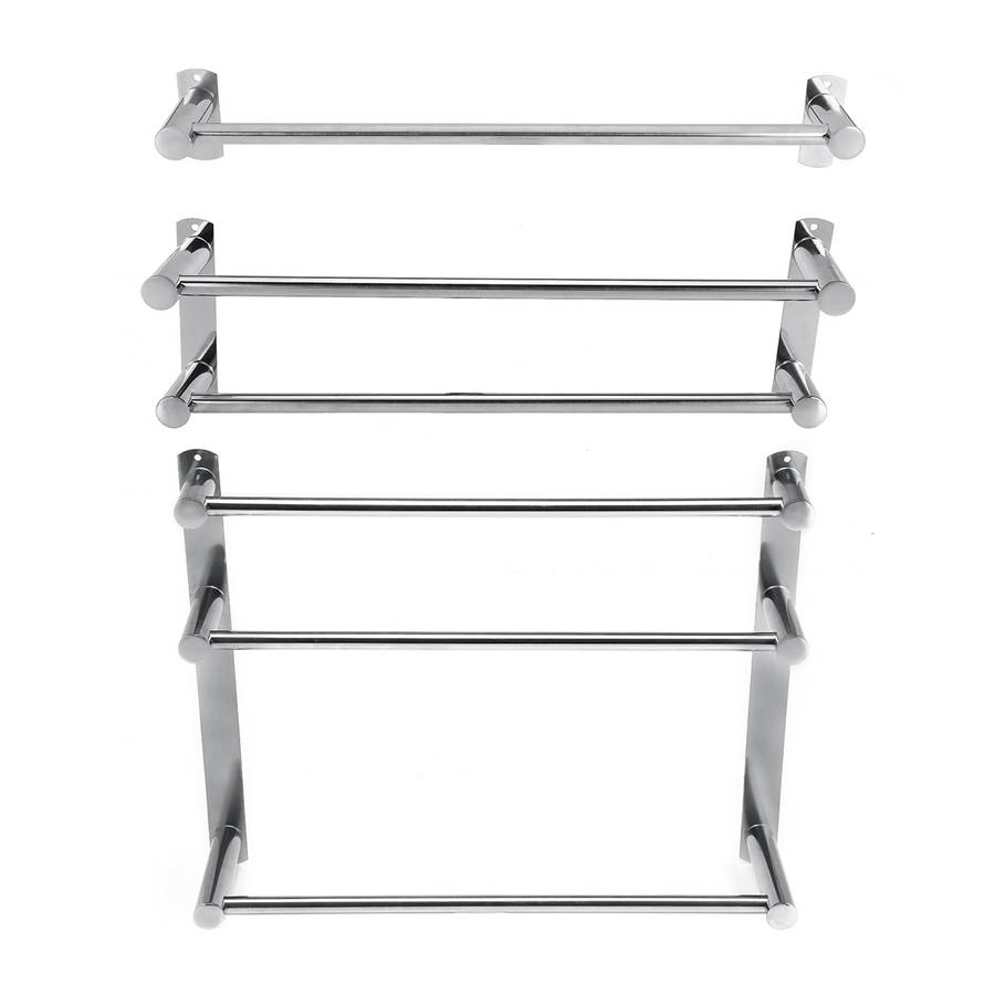 GUGE Towel Rail Rack Stainless Steel 1/2/3 Layer Shelf Holder Hook Wall Mounted