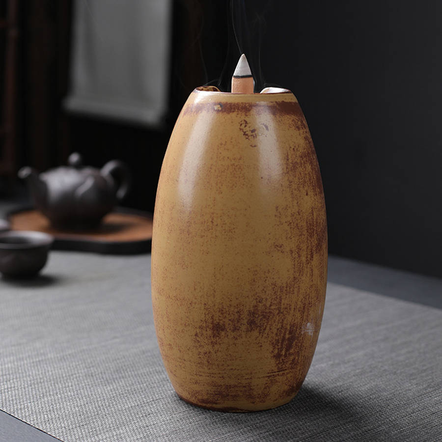 Porcelain Backflow Ceramic Cone Incense Burner Holder Buddhist Censer