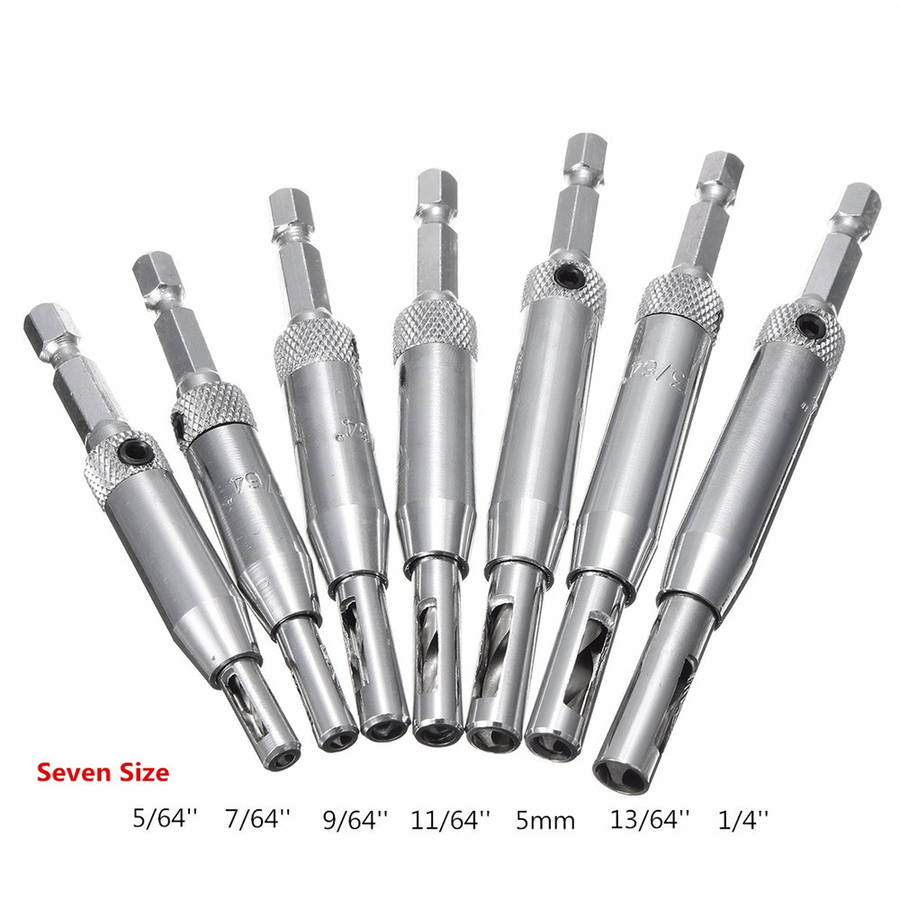 Drillpro 7pcs HSS Self Centering Hinge Drill Bit Door Window Cabinet Woodworking Hole Puncher