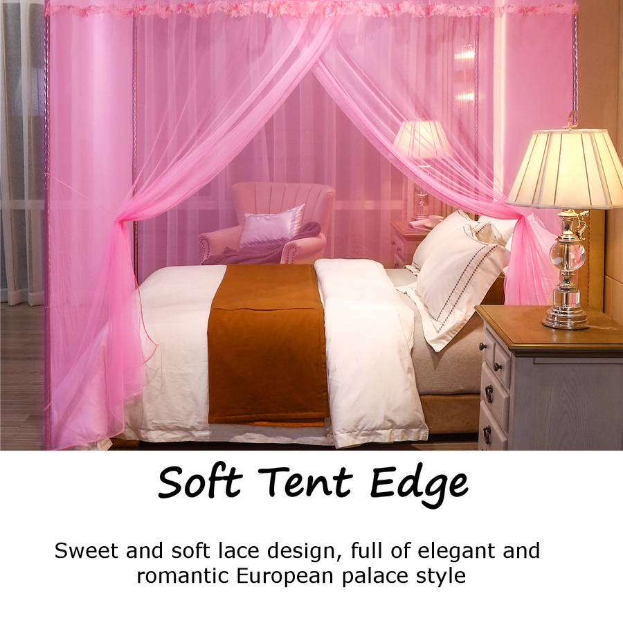 Mosquito Net 4 Corner 180*200CM Big Bed Canopy Home Bedding Lace Elegant