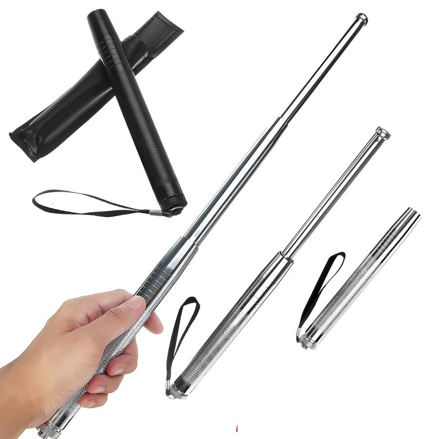 Telescopic Steel Stick Rod Safe Walking Security Emergency Portable 3 Sections Rod (Color Silver)