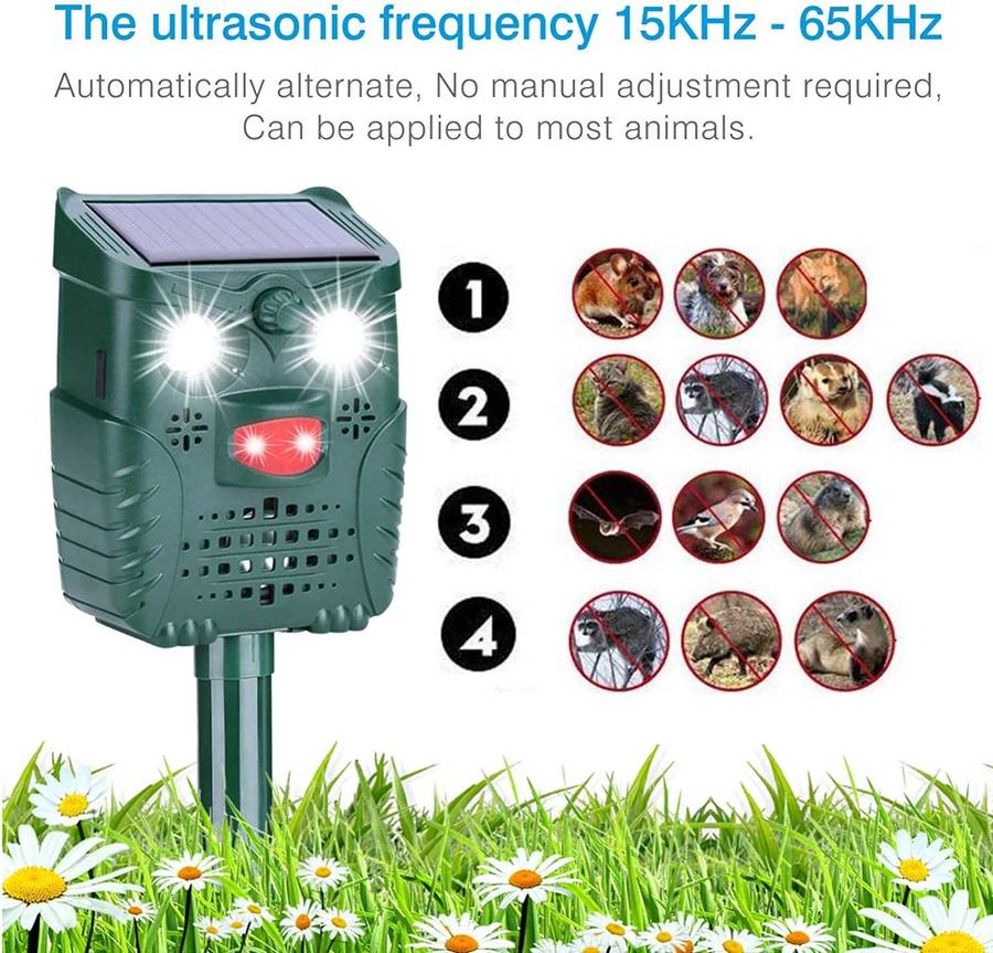 -WH528 Outdoor Solar Ultrasonic Animal Repeller Pest Control Bats Birds Dogs Cats Repeller with Flashing Light