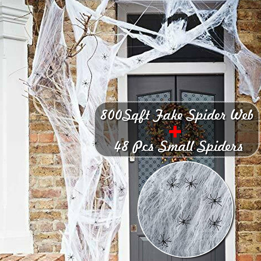 250g Spider Web With 48Pcs Small Spiders Halloween Outdoor Party Decorations Props Supplies