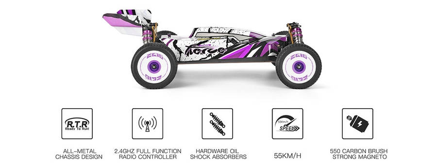 Wltoys 124019 RTR 1/12 2.4G 4WD 60km/h Metal Chassis RC Car Off-Road Vehicles 2200mAh Models Kids Toys