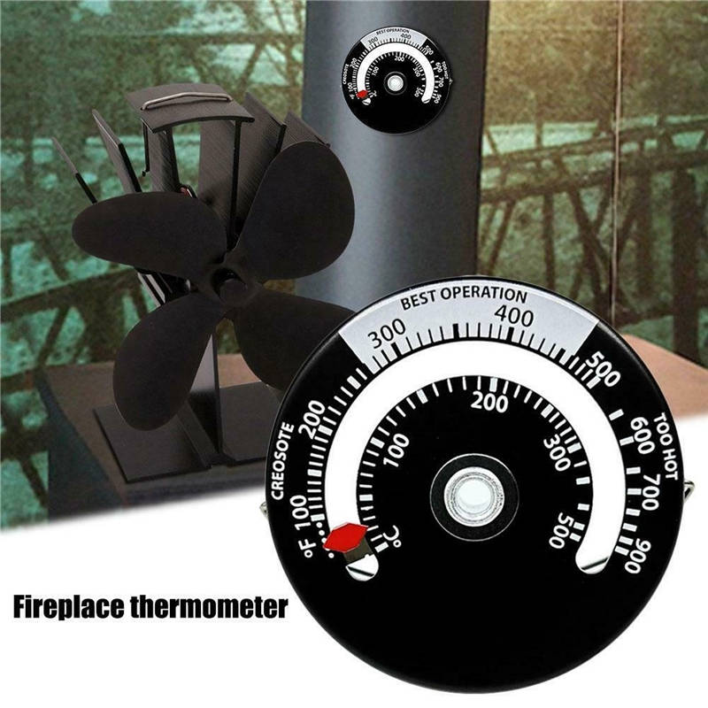 Fireplace Stove Pipe Magnetic Thermometer 0-500â/100-900â Wood Log Fire Flue Burner Stovepipe Gauge Black