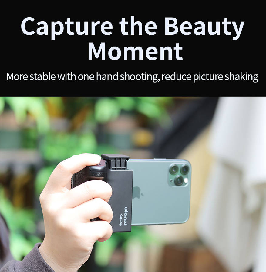 Ulanzi CapGrip Wireless Bluetooth Smartphone Selfie Booster Handle Grip Phone Stabilizer Stand Holder Shutter Release with 1/4 Screw for Smartphone Mobile Phone