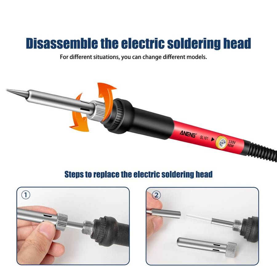 ANENG SL101 12PCS 60W 110V/220V Electric Soldering Iron Kit Temperature Adjustable with Replaceable