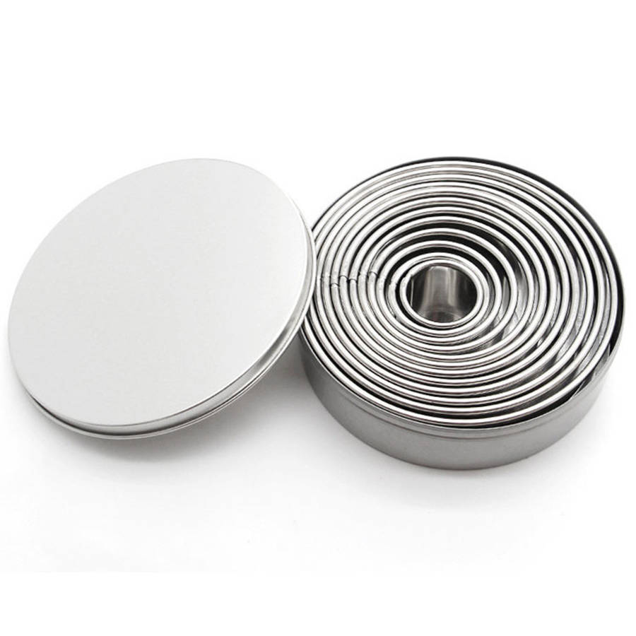 12pcs Stainless Steel Round Cake Biscuit Cookie Cutter Mold Baking Mould Baking
