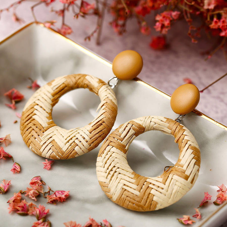 New African Hallow Braided Circle Earring Retro Style Ear Drop Earring For Women