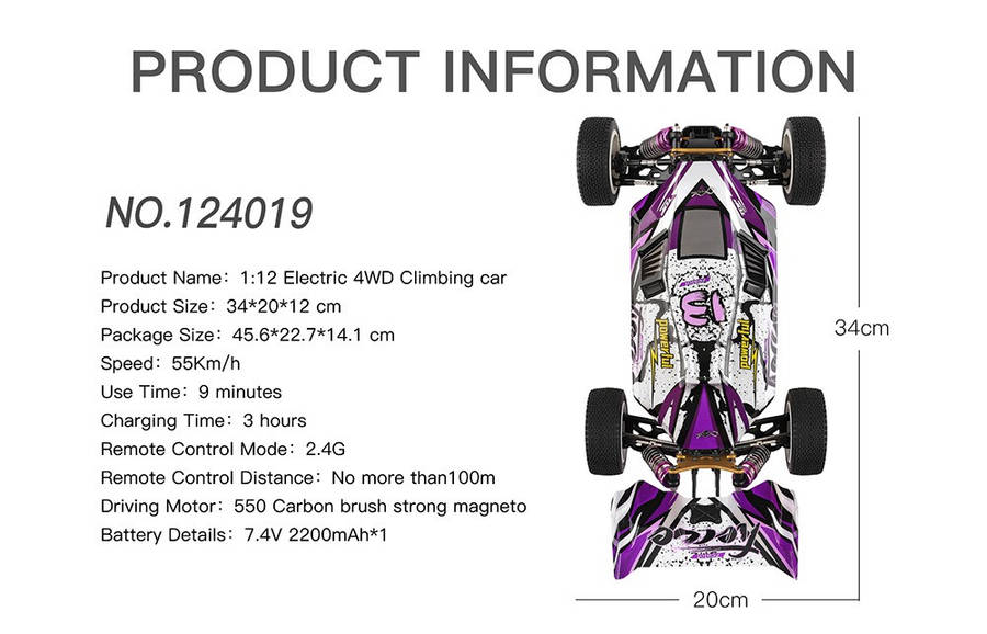 Wltoys 124019 Several 2200mAh Battery RTR 1/12 2.4G 4WD 60km/h Metal Chassis RC Car Vehicles Models Kids Toys