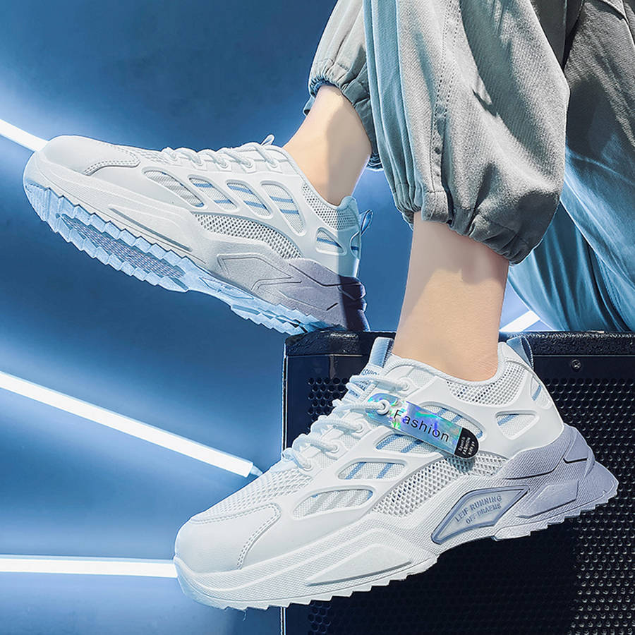 Men Shoes Breathable Mesh Lace Up Running Walking Casual Sneakers