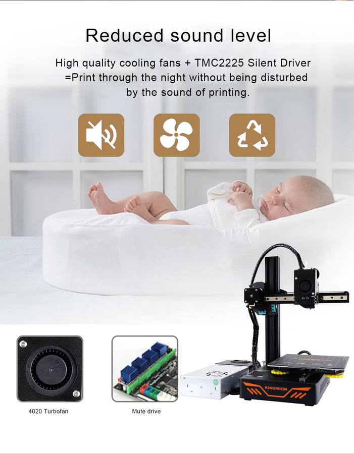 KINGROON KP3S 3.0 3D Printer High Precision Printing Upgraded DIY 3d printer Kit Touch Screen Pringting Size 180*180*180mm