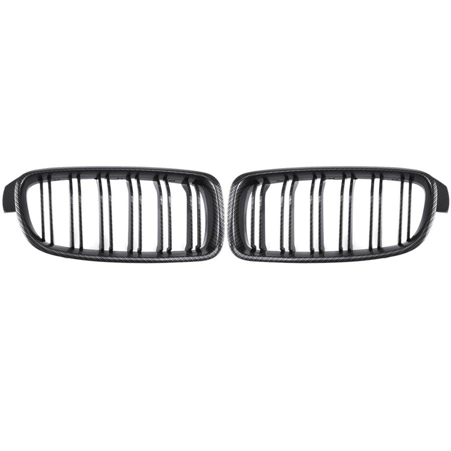 Pair Carbon Fiber Look Front Bumper Grill Grille For BMW 3 F30 F31 F35 2012-2018