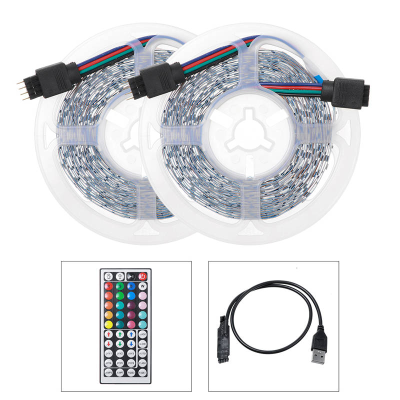 1/2/3/4/5/10m usb led strip lights 3528 rgb dimmable tv back lighting+remote control