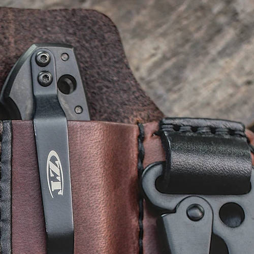 EDC Genuine Leather Multitool Flashlight Belt Sheath With Keychain