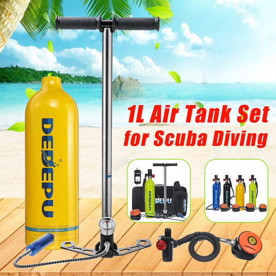 DEDEPU Mini Scuba Diving Tank Set 1L Diving Tank With Pump +Scuba Converter+Storage Bag Underwater Mini Scuba Tank Accessories
