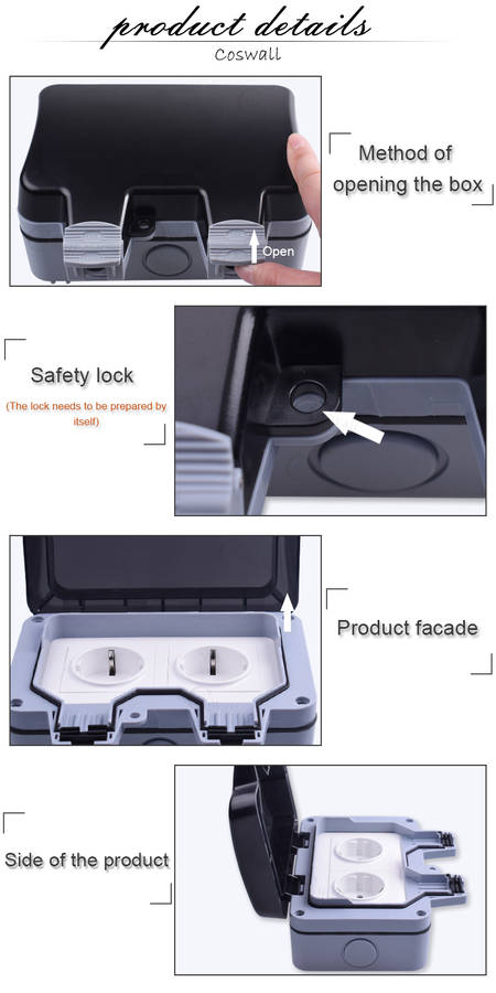 IP66 Waterproof Wall-mounted Power Socket Dust-proof 16A Double EU Standard Electrical Outlet for Bathroom Gardening