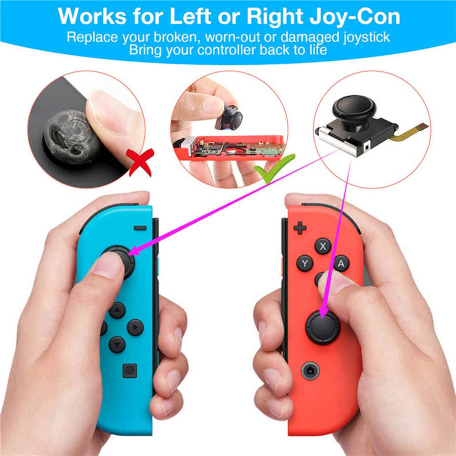 25Pcs 3D Replacement Joystick Analog Thumb Stick Repair Kit Case Cover Cap Repair Tools Set for Nintendo Switch Joy-Con Joycon Game Controller for NS Gamepad