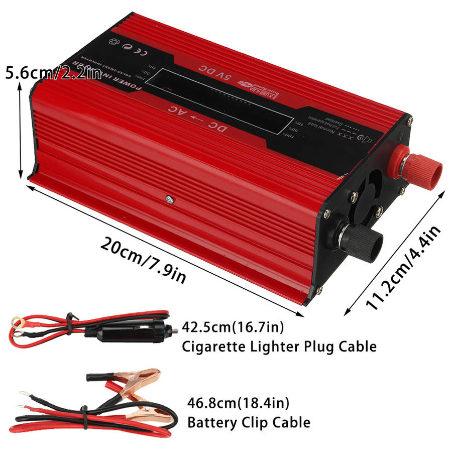 4000W Peak Power Inverter Intelligent Color Screen Dual USB Port Inverter 300W Rated DC To AC Inverter
