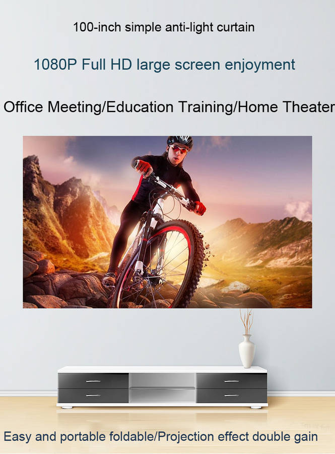 100/120-inch metal anti-light projector screen portable foldable 16:9 full hd outdoor home movie theater