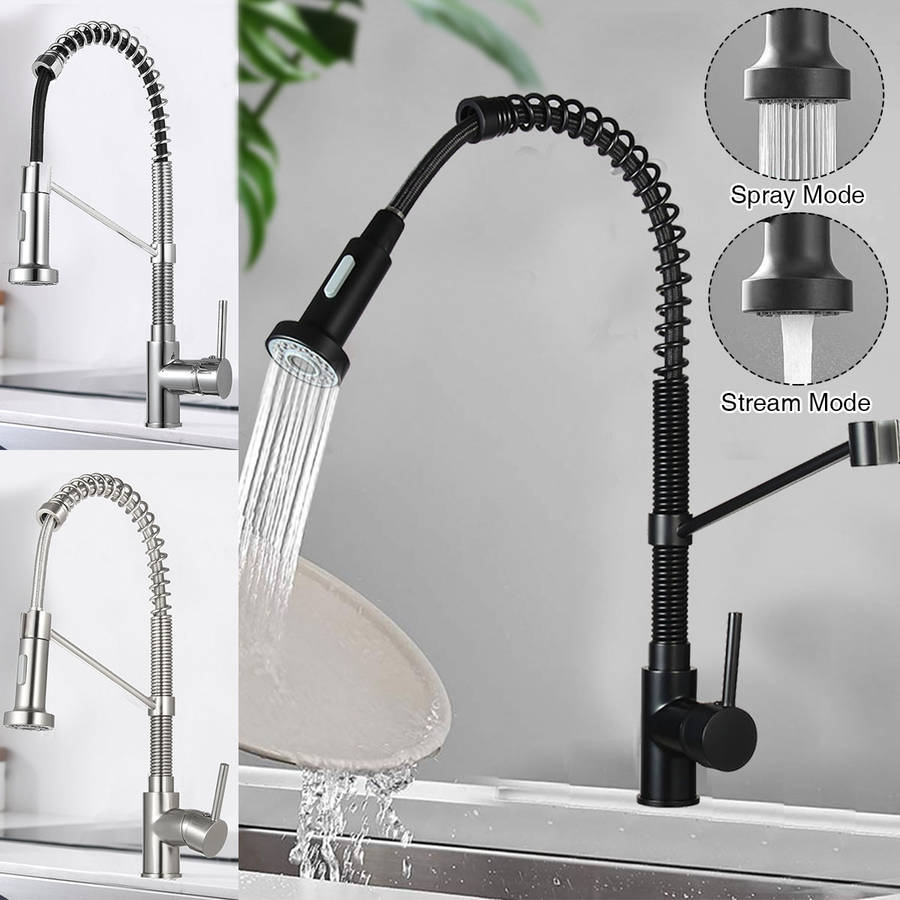 kitchen faucet swivel spout single handle sink pull down spray mixer tap