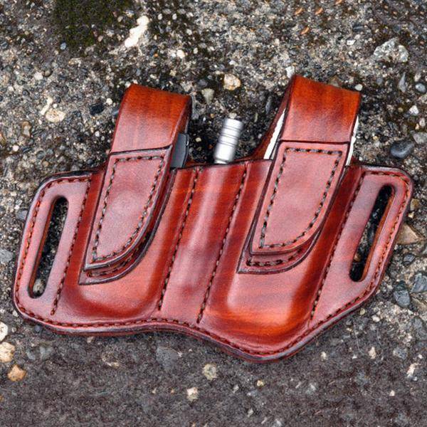 Men Genuine Leather Retro Solid Easy Carry Tooling Bag Belt Bag Waist Bag (Color Coffee)