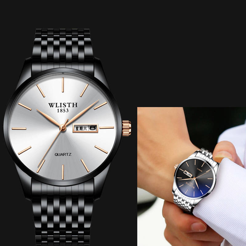fashion casual men watch date week display business 3atm waterproof quartz watch