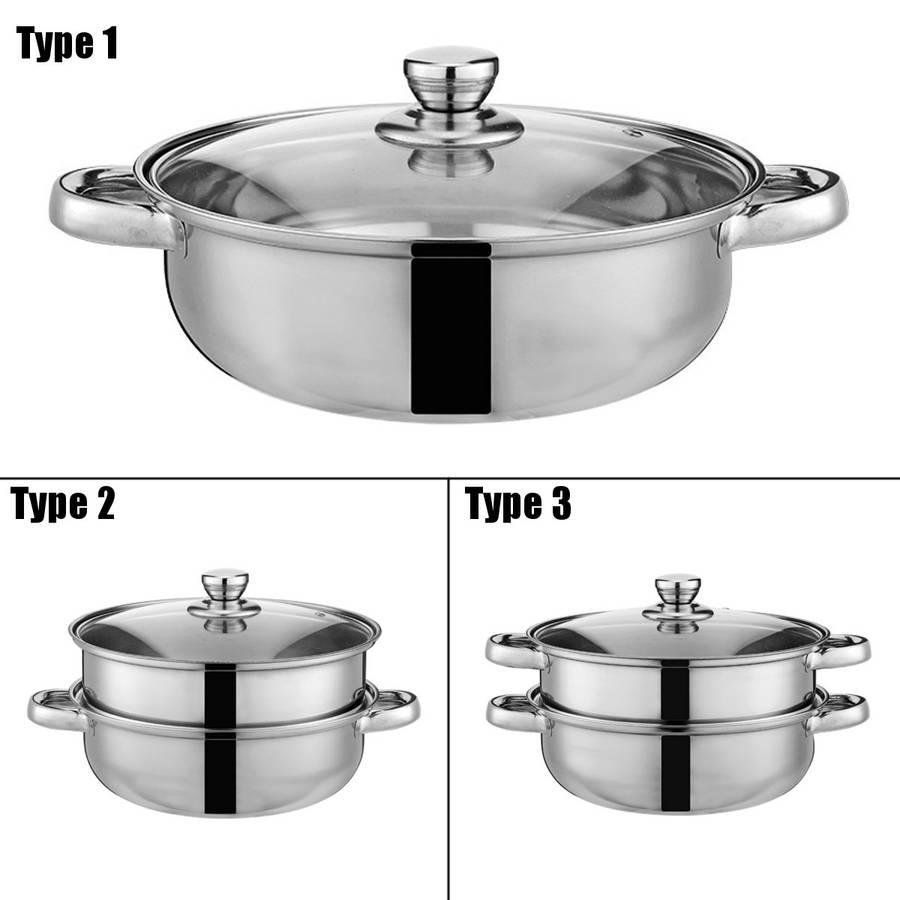 CHUZHIZUN Ztg--z101 Food Steamer Pot Pan Vegetable Cooker Glass 1/2 Tier 26.5CM Stainless Steel Lid