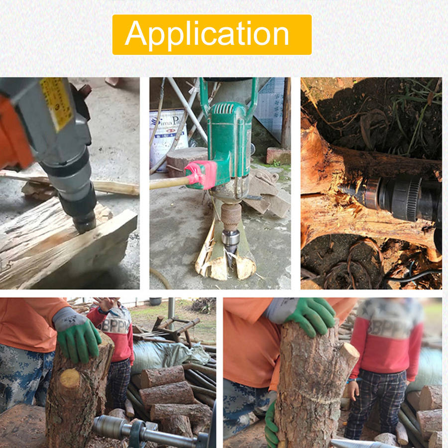 32/42mm Steel Firewood Drill Bit Wood Splitting Splitter Screw Cone Punch Tool