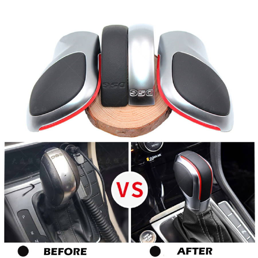 Gear Shift Knob Cover DSG With Red Trim For VW Golf MK6 MK7 R for Passat B7 B8
