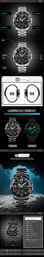 SKMEI 1649 Men Business Style Sport Full Metal Luminous Dual Display Digital Watch