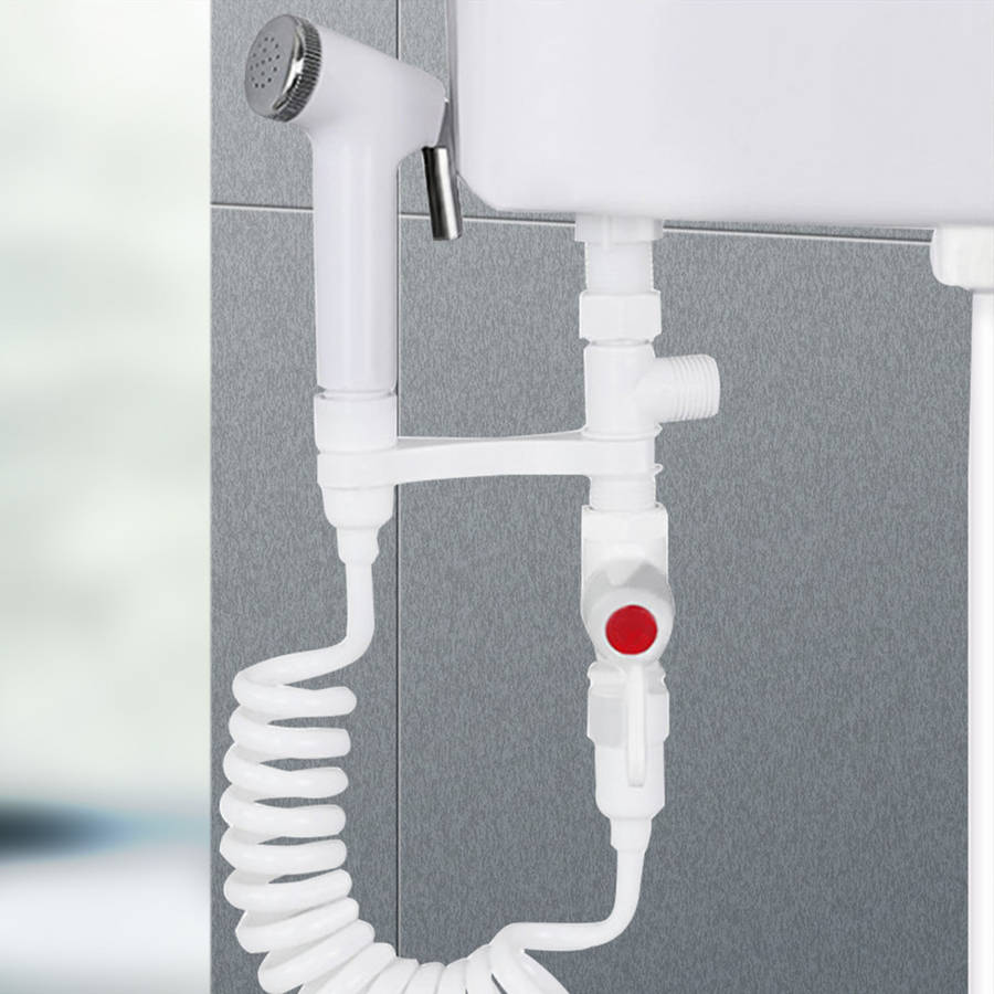 ABS Portable Bidet Sprayer Set Handheld Toilet Bidet Retractable w/ 1.5m Spring 1/2 Hose Adapter Fre