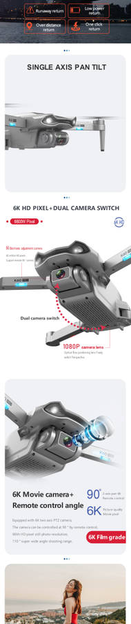 XKJ K60 PRO 1.2KM 5G FPV with 6K Dual Camera 15mins Flight Time GPS Positioning Foldable Brushless RC Drone Quadcopter RTF