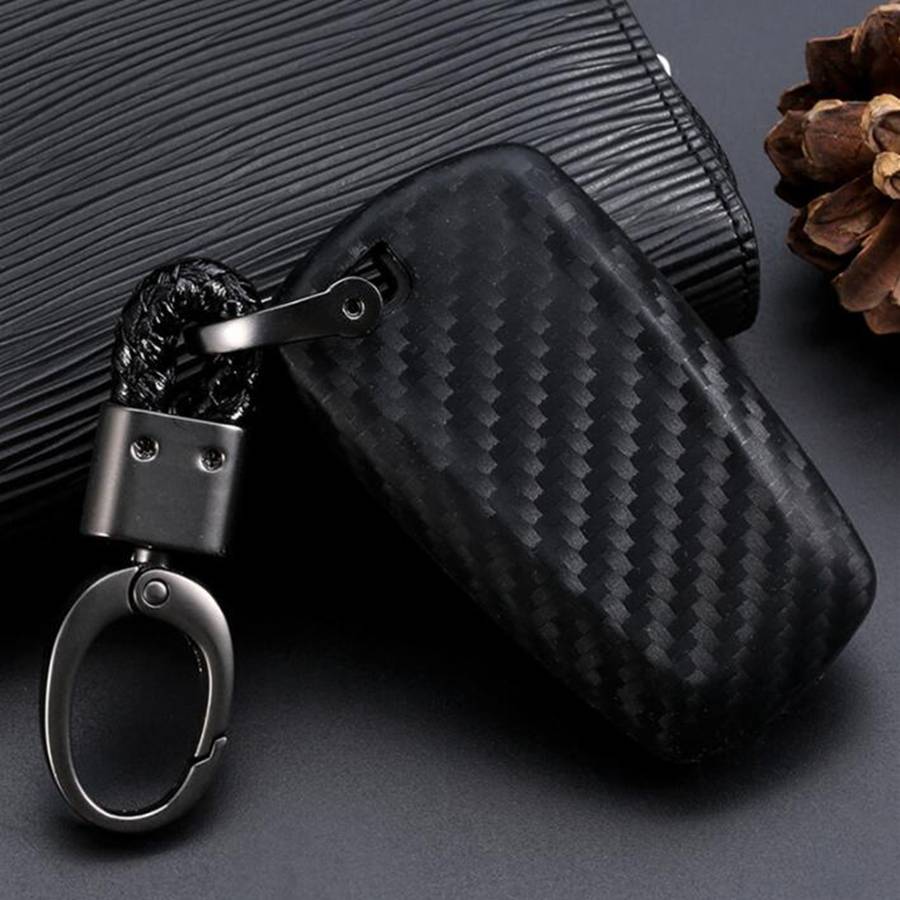 Carbon Silicone Remote Smart Key Fob Cover w/ Keychain For BMW 1/3/5/7/Series X3