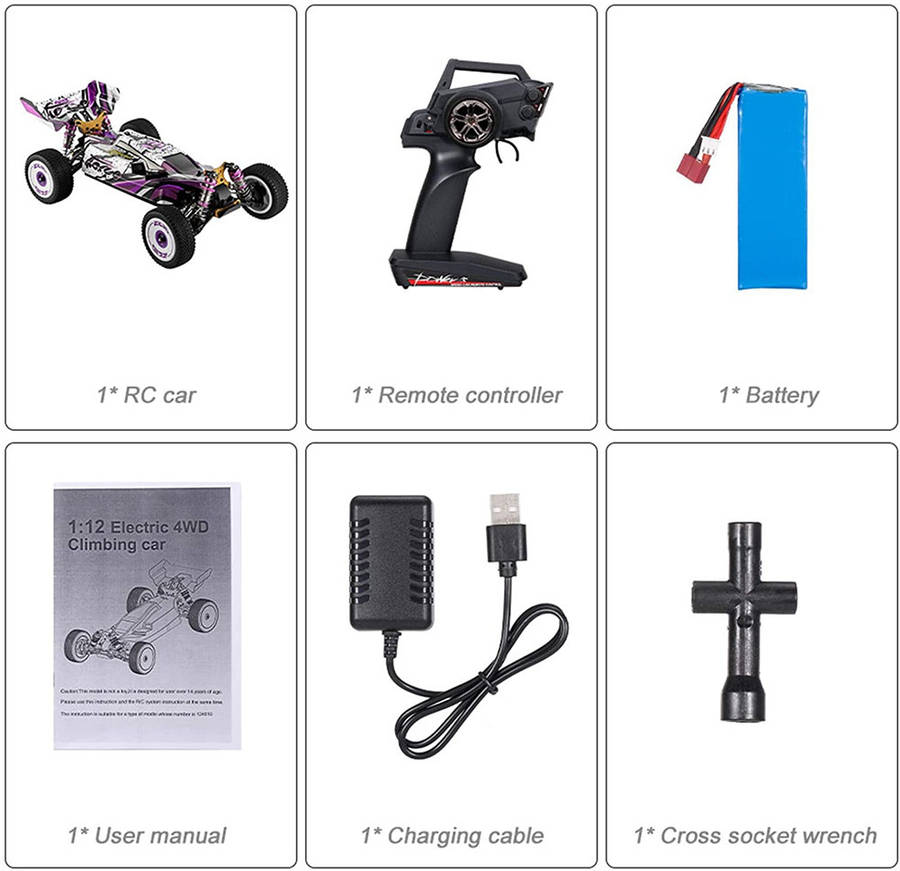 Wltoys 124019 RTR 1/12 2.4G 4WD 60km/h Metal Chassis RC Car Off-Road Vehicles 2200mAh Models Kids Toys