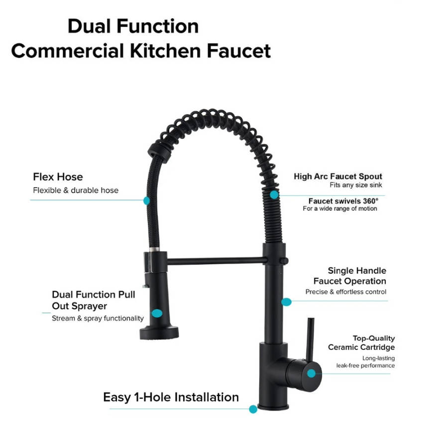 High Quality Matt Black Kitchen Pull Out Sink Faucet, Tap, Mixer - IN STOCK