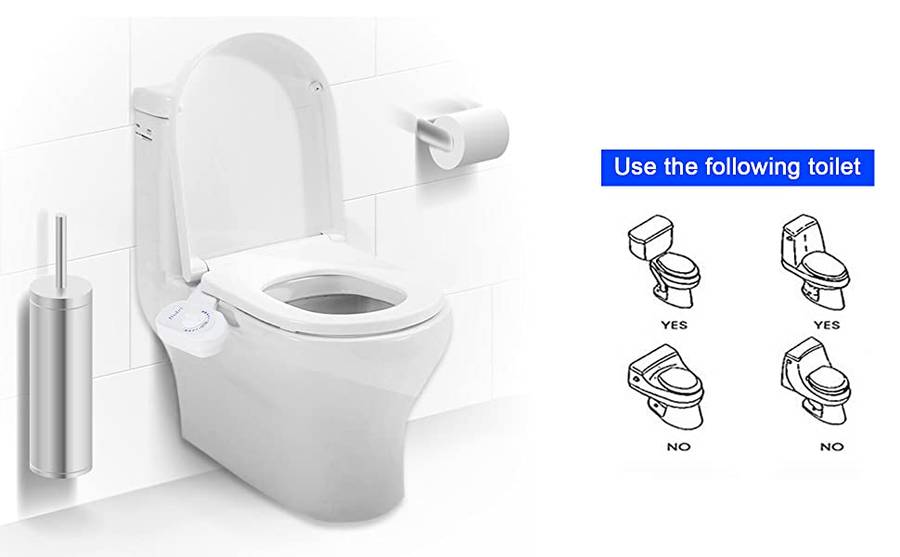 Bathroom Non-Electric Bidet Attachment for Home Mechanical Toilet Seat with Self-Cleaning Retractable Nozzle Water Pressure Adjustment