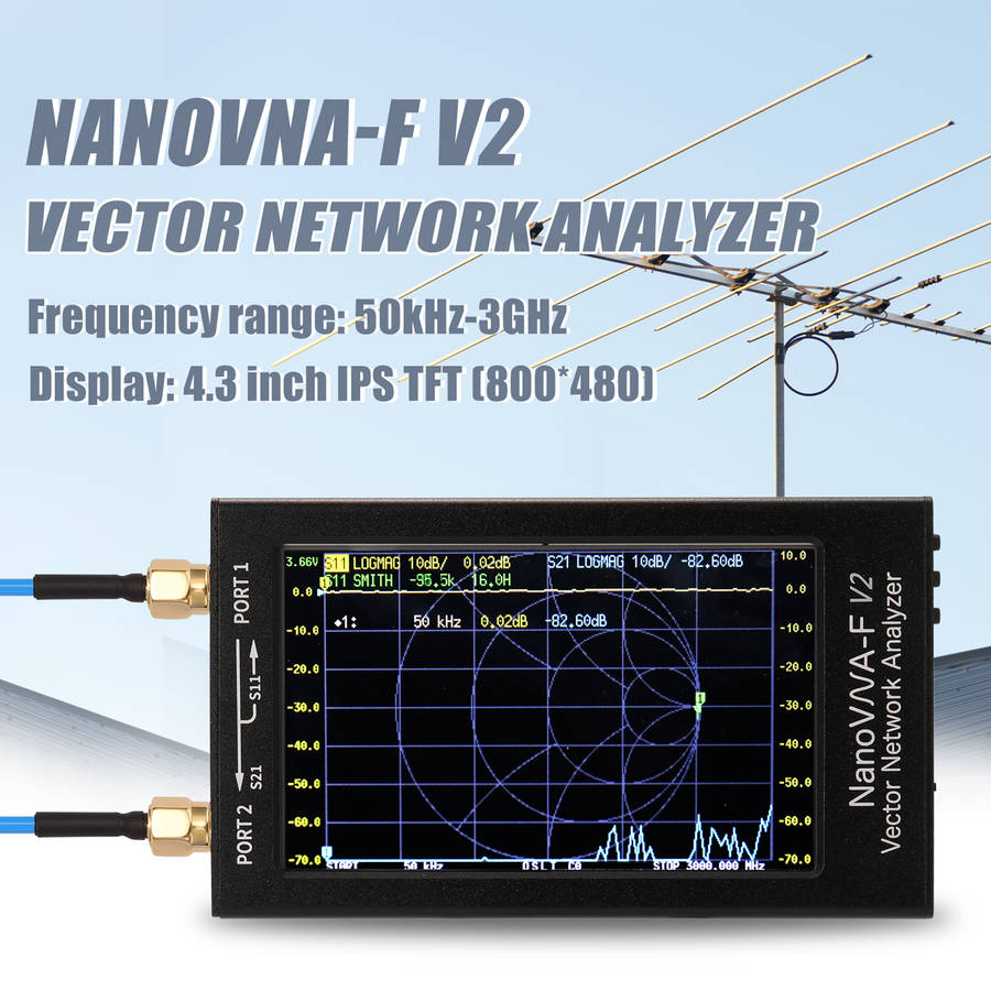 NanoVNA-F V2 50kHz-3GHz IPS 4.3Inch LCD Display Vector Network Analyzer S-A-A-2 Antenna Analyzer Short Wave HF VHF UHF